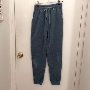 Blue Corduroy Women’s Small Joggers With Adjustable Waist